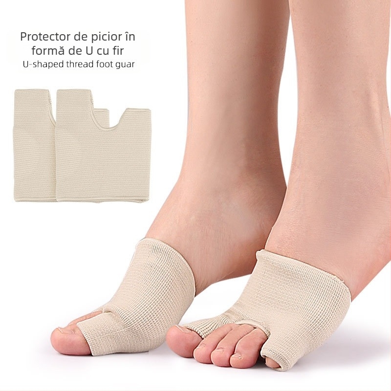 Calorii din silicon pentru antepicior, în formă de U, pentru ameliorarea durerii din față, corecție a degetelor mari, cu trei găuri pentru valgus, pentru degetul mare, pentru îngrijirea degetelor de la picior