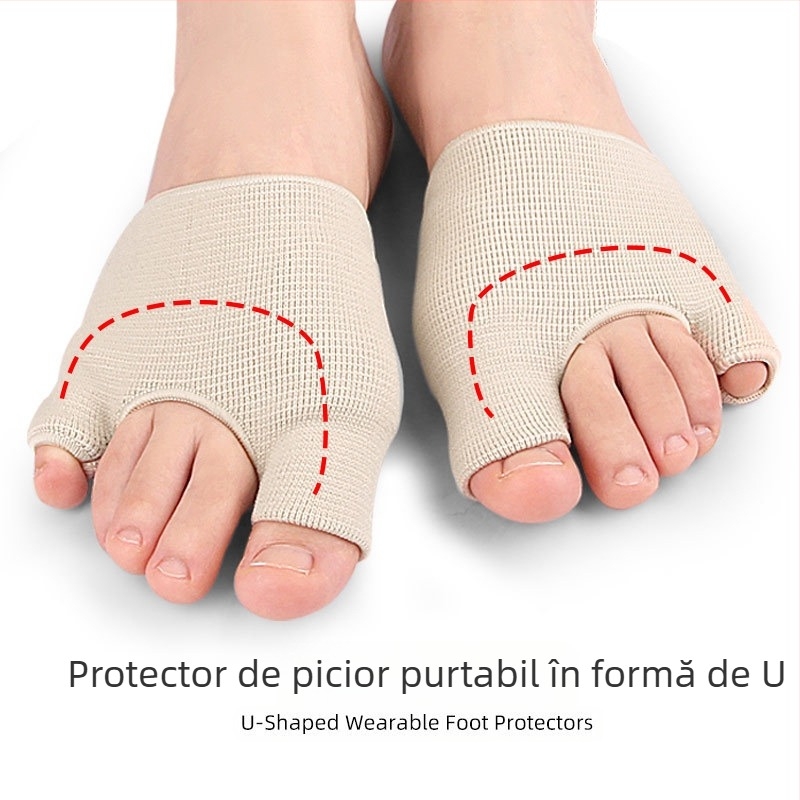Calorii din silicon pentru antepicior, în formă de U, pentru ameliorarea durerii din față, corecție a degetelor mari, cu trei găuri pentru valgus, pentru degetul mare, pentru îngrijirea degetelor de la picior