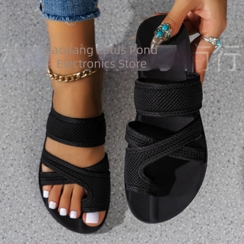 Papuci de plajă pentru femei, cu fund moale, respirabil, cu plasă, antiderapantă și antiderapantă, la modă europeană și americană, 2024