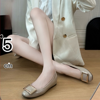 Piele lăcuită gri elefant ~ pantofi clasici cu cataramă pătrată, cu temperament, cu gură mică, pentru navetiști, mărimea Joker