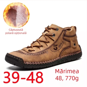 Pantofi din piele WISH auto-construiți, pantofi transfrontalieri de mărime mare pentru bărbați, pantofi casual din catifea, cizme scurte pentru bărbați, lucrate manual de Amazon