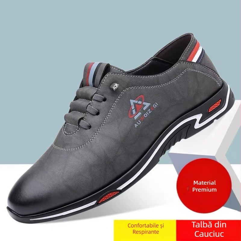Pantofi sport casual din piele pentru bărbați, de primăvară 2024, versatili, la modă, pentru tineri, albi, 2595
