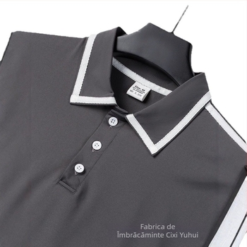 Bluză polo bărbătească cu imprimeu color block, scurtă, vară casual, 2024, nouă