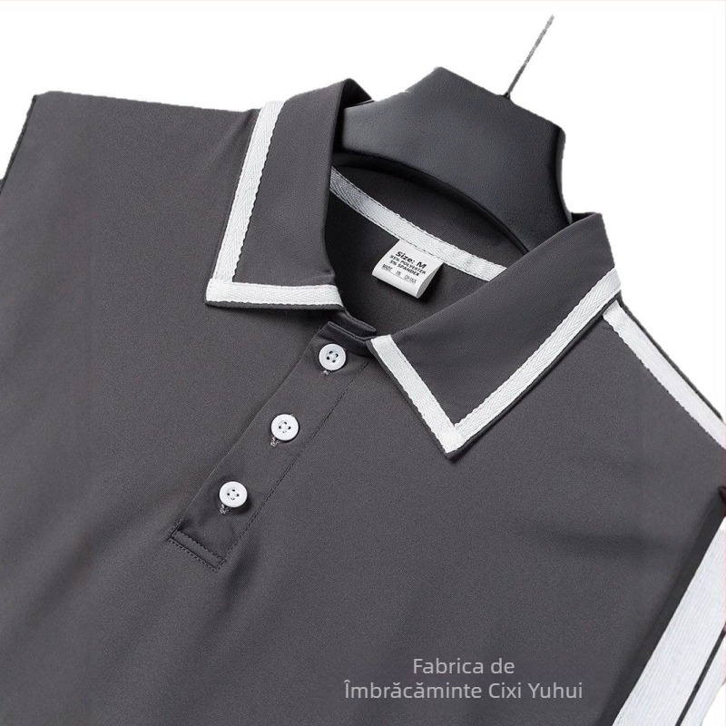 Bluză polo bărbătească cu imprimeu color block, scurtă, vară casual, 2024, nouă