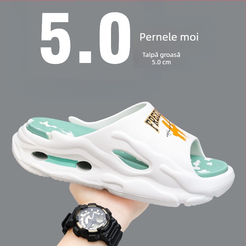 Papuci de plajă la modă pentru bărbați, de vară, pentru adolescenți, care se simt ca și cum ar păși pe excremente, pentru sport, băieți, cu talpă groasă, fără miros urât.