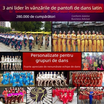 Suport pentru loturi mixte de pantofi de dans latino cu o singură curea, pantofi de dans modern, pantofi de dans pătrați, talpă de cauciuc pentru femei, o generație de păr