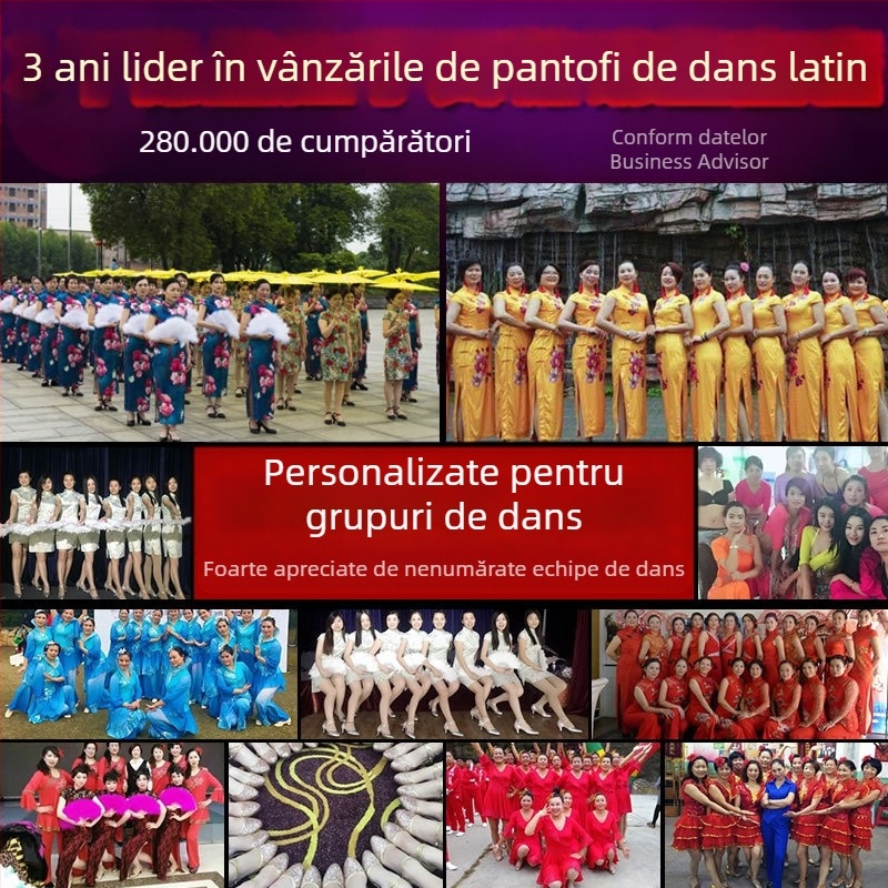 Suport pentru loturi mixte de pantofi de dans latino cu o singură curea, pantofi de dans modern, pantofi de dans pătrați, talpă de cauciuc pentru femei, o generație de păr