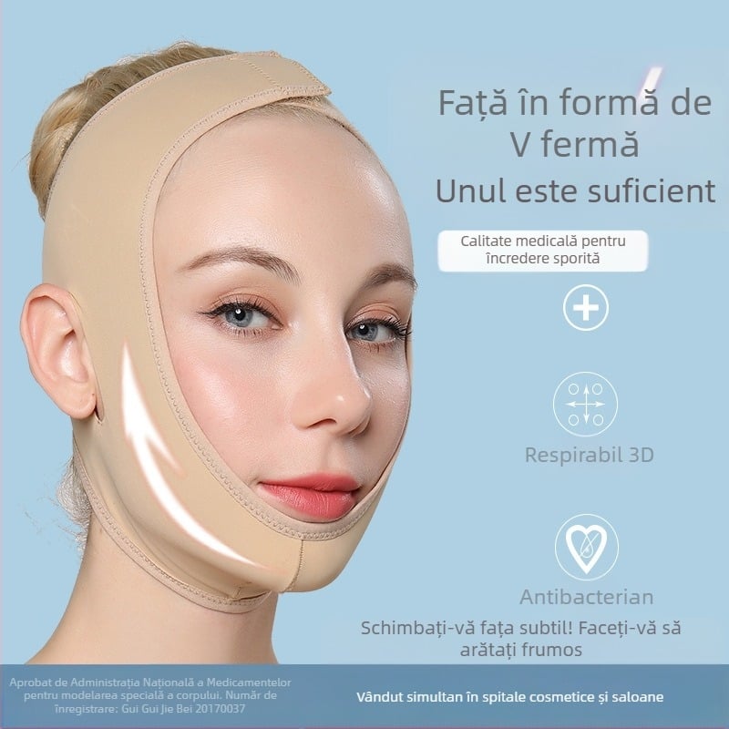Mască facială cu ață sculptată post-operatorie pentru liposucție, dispozitiv de umplere a feței, dispozitiv V pentru față, bărbie dublă, bandaj pentru somn, liposucție, fermitate, micro magazin