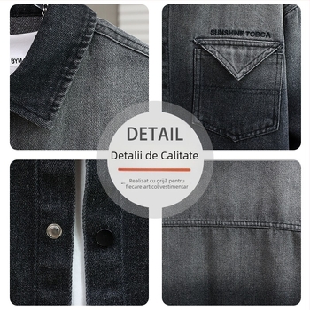 Jachetă din denim în stil coreean pentru băieți, toamnă 2024, stil nou pentru copii, cămașă exterioară cu gradient, jachetă casual