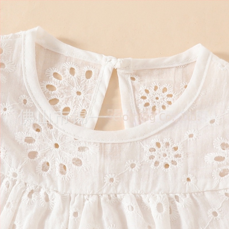 Bluză albă drăguță cu fulgi de zăpadă pentru bebeluși, vară nouă 2024