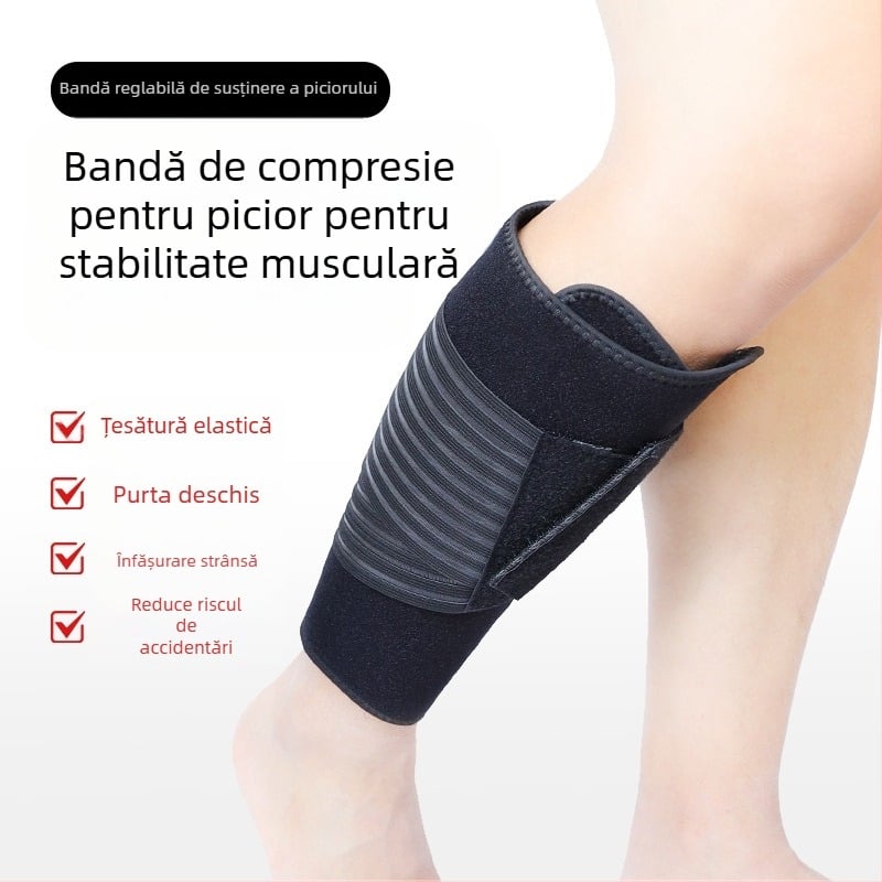 Bandaj sport elastic dublu compresiv transfrontalier nou, compresie pentru gambe, reglabil cu velcro, pentru alergare