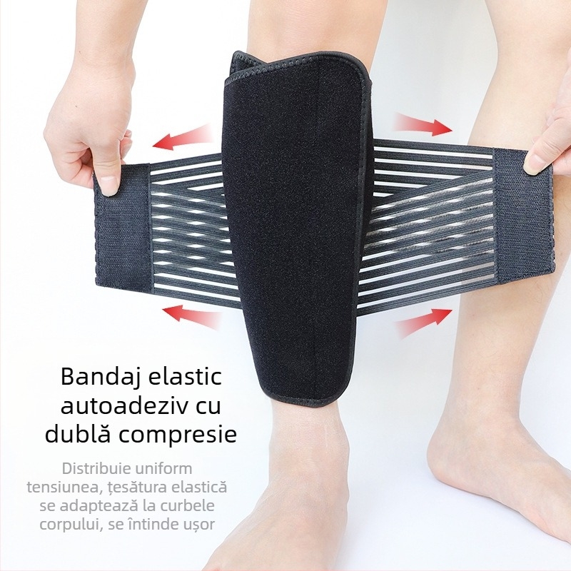 Bandaj sport elastic dublu compresiv transfrontalier nou, compresie pentru gambe, reglabil cu velcro, pentru alergare