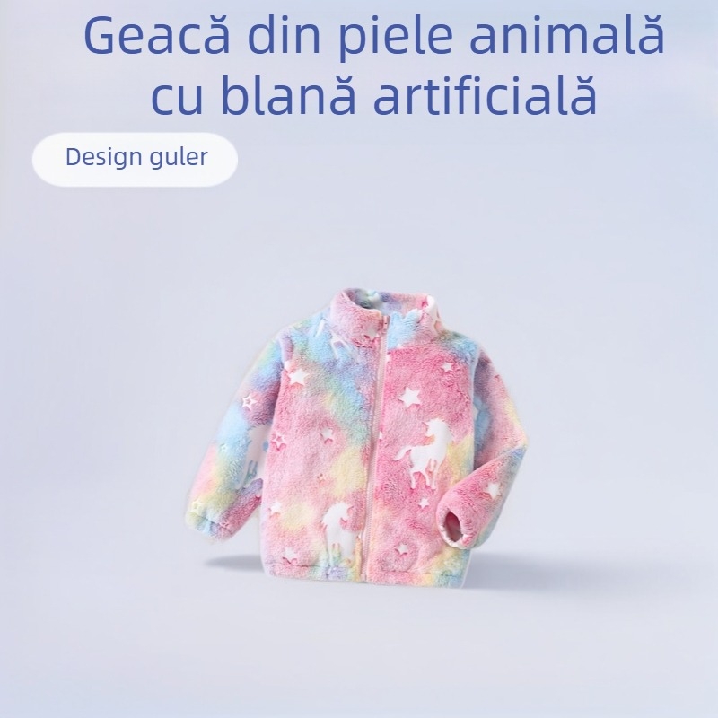 Palton cu rever pentru fete 2024 Noua haină de exterior colorată din catifea cu două fețe