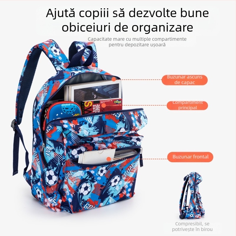 Ghiozdan școlar pentru copii transfrontalier, set de trei piese, ghiozdan școlar multifuncțional ușor, cu desene animate imprimate, rucsac pentru elevii de școală primară