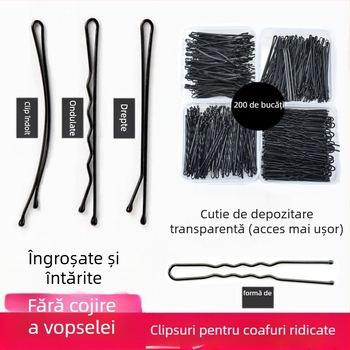 200 agrafe de păr vopsite cu spray negru, cleme din oțel, agrafe de păr, cleme pentru breton, accesorii de păr unisex, stil japonez și coreean