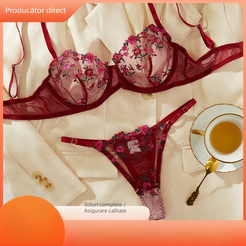 Sutien subțire pentru femei, culoare roșu vin, cu piept mare, mărime mică, plus size, cu inele din oțel, reglabil, fără urme, lenjerie intimă