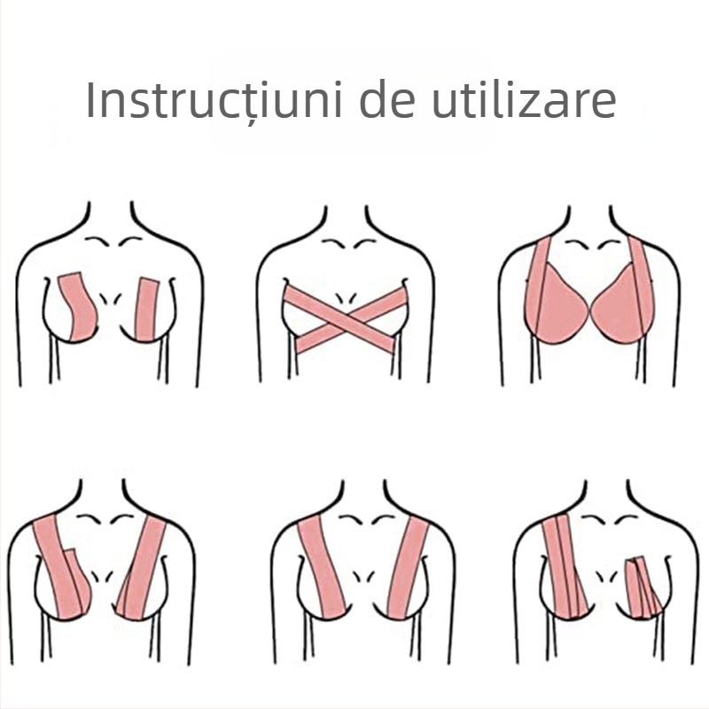 Plasturi de sân din silicon impermeabili pentru ridicarea sânilor Boobtape, fără sudură, din pânză elastică, set de plasturi pentru sâni
