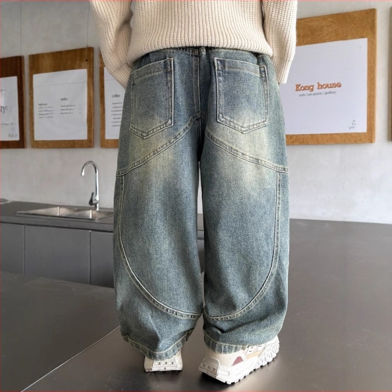 Blugi pentru băieți, primăvară și toamnă 2025, noutate, Zhongda, îmbrăcăminte de primăvară pentru copii, pernă, pantaloni casual la modă de primăvară pentru băieți