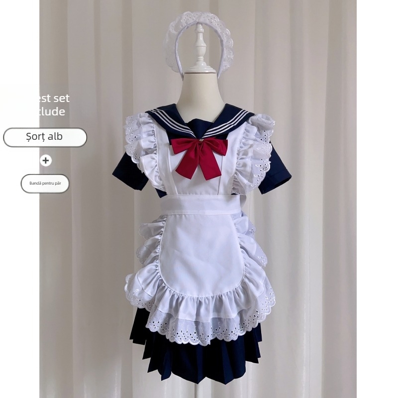 Costum clasic de servitoare alb-negru COS prințesă Lolita fustă mare fustă moale fete anime servitoare uniformă