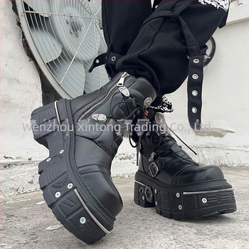 Cizme scurte Y2K cu fund gros 2024, cizme Martin transfrontaliere pentru comerț exterior european și american, stil gotic, cizme punk de locomotivă pentru femei