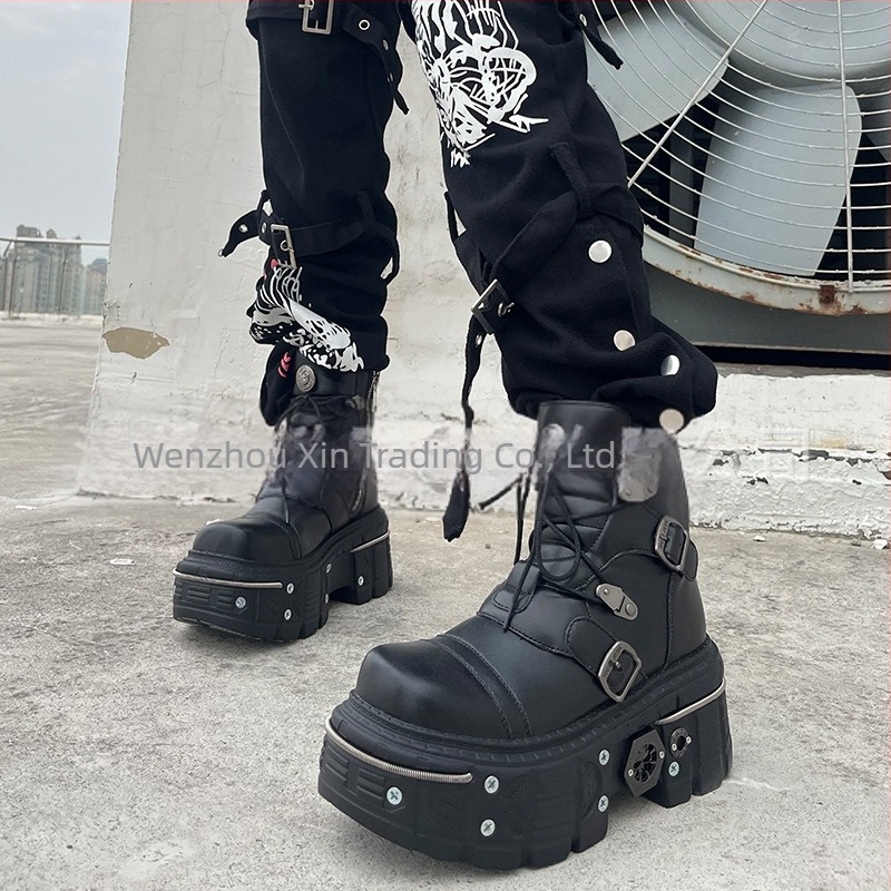 Cizme scurte Y2K cu fund gros 2024, cizme Martin transfrontaliere pentru comerț exterior european și american, stil gotic, cizme punk de locomotivă pentru femei