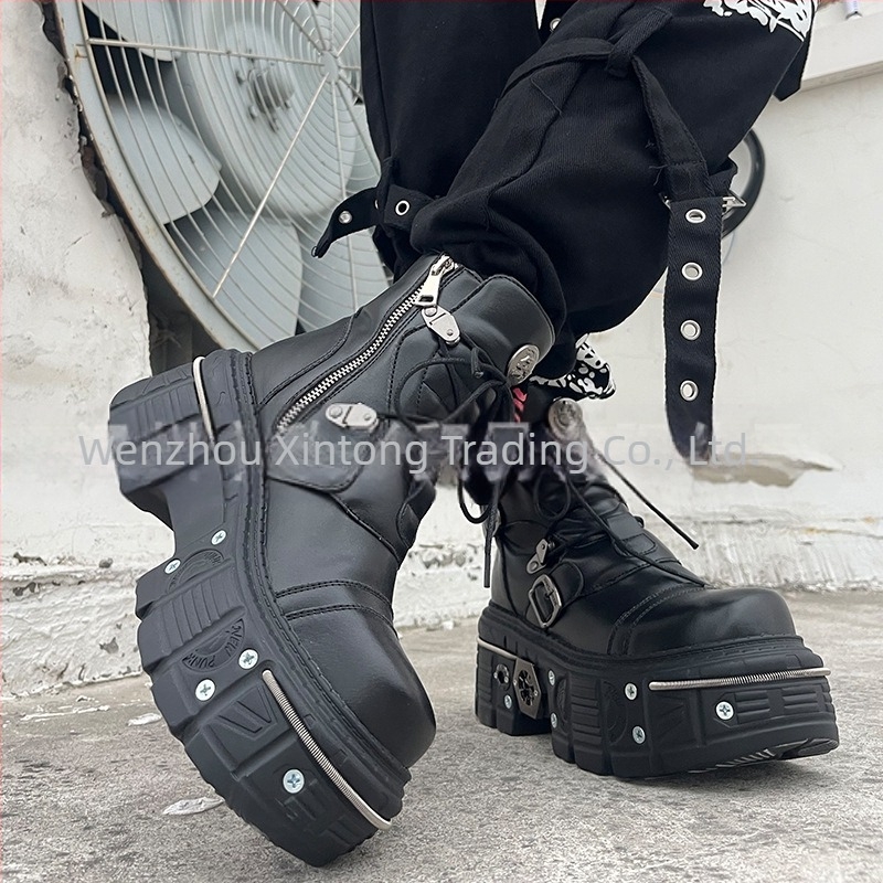 Cizme scurte Y2K cu fund gros 2024, cizme Martin transfrontaliere pentru comerț exterior european și american, stil gotic, cizme punk de locomotivă pentru femei