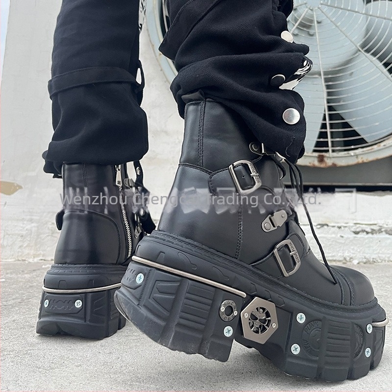 Cizme scurte Y2K cu fund gros 2024, cizme Martin transfrontaliere pentru comerț exterior european și american, stil gotic, cizme punk de locomotivă pentru femei