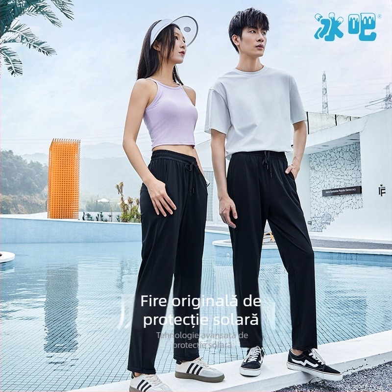 Pantaloni Ice Bar Ice Feather Silk cu uscare rapidă pentru bărbați și femei, pantaloni sport lungi casual, lejeri, respirabili, de înaltă elasticitate, cu aspect subțire și ușori