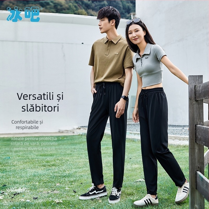 Pantaloni Ice Bar Ice Feather Silk cu uscare rapidă pentru bărbați și femei, pantaloni sport lungi casual, lejeri, respirabili, de înaltă elasticitate, cu aspect subțire și ușori