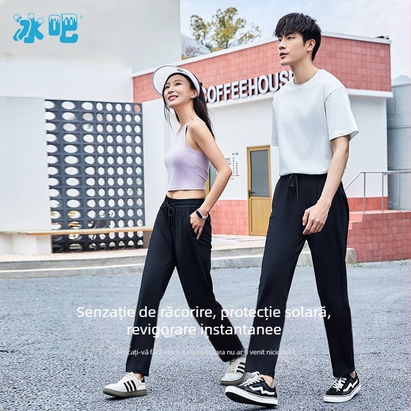 Pantaloni Ice Bar Ice Feather Silk cu uscare rapidă pentru bărbați și femei, pantaloni sport lungi casual, lejeri, respirabili, de înaltă elasticitate, cu aspect subțire și ușori