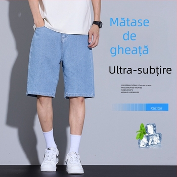 Pantaloni scurți simpli din denim pentru bărbați, vară, subțiri, retro spălate, stil american, drepți, lejeri, casual, all-match, pentru bărbați
