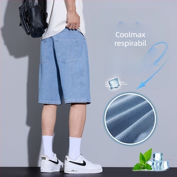 Pantaloni scurți simpli din denim pentru bărbați, vară, subțiri, retro spălate, stil american, drepți, lejeri, casual, all-match, pentru bărbați