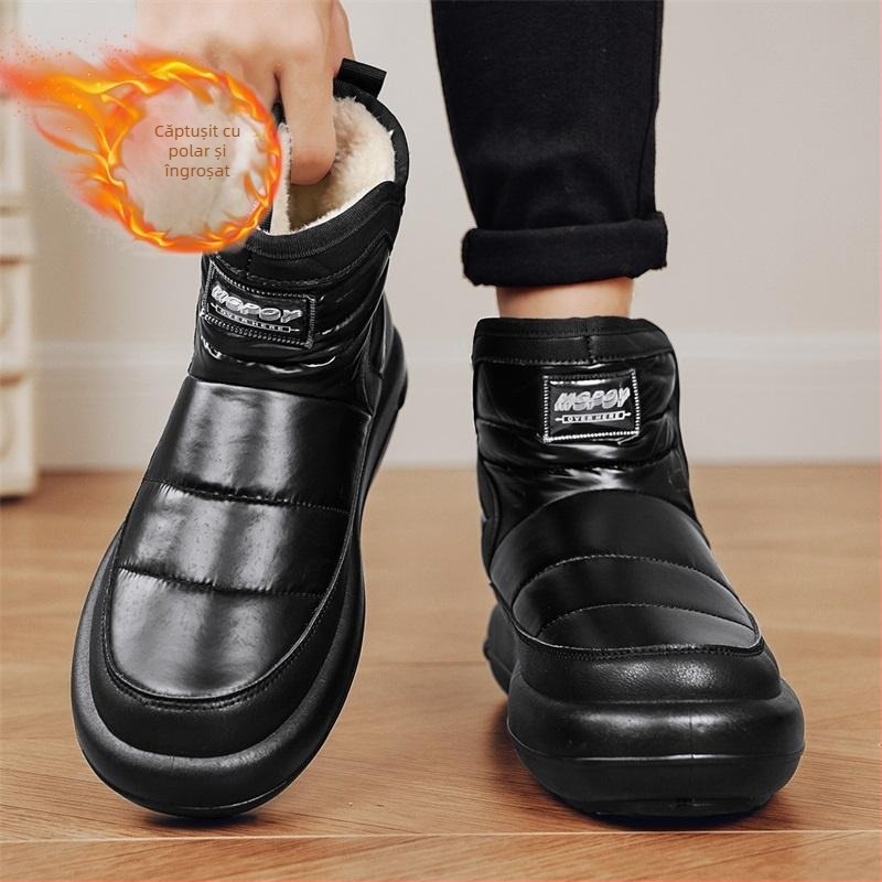 Pantofi de iarnă pentru bărbați, căptușiți cu fleece, îngroșați, Martin, cizme calde de lucru din bumbac, sport, casual, cizme de zăpadă la modă, 2024, noi