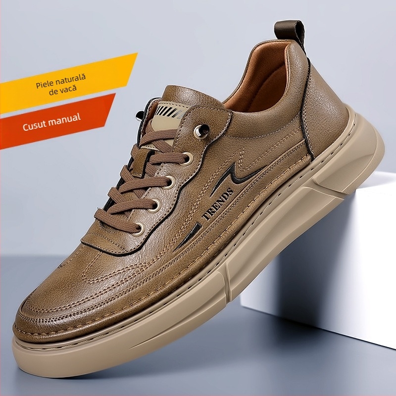 Pantofi sport pentru bărbați, pantofi sport de vară, pantofi sport versatile, cu talpă groasă, respirabili, din piele naturală, casual, en-gros