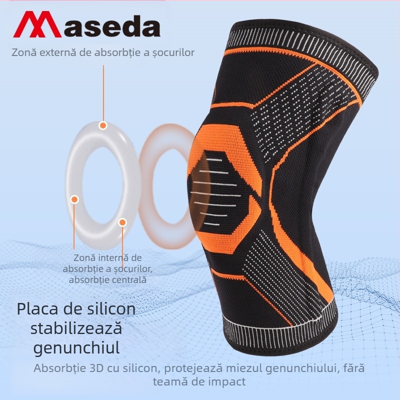 Genunchiera din silicon cu arc, anti-alunecare, suport pentru genunchi, coardă caldă pentru sărituri, ciclism, alpinism, inel din silicon, sport, genunchiera