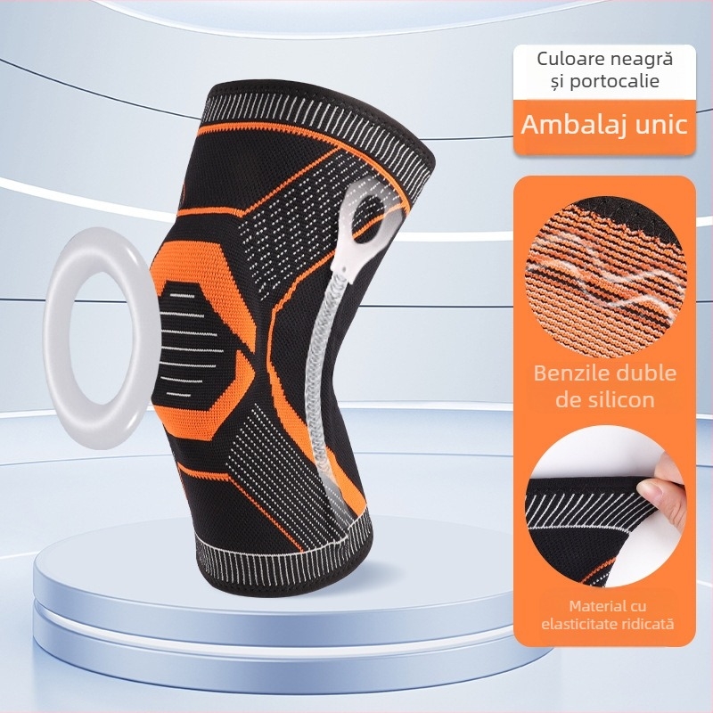 Genunchiera din silicon cu arc, anti-alunecare, suport pentru genunchi, coardă caldă pentru sărituri, ciclism, alpinism, inel din silicon, sport, genunchiera