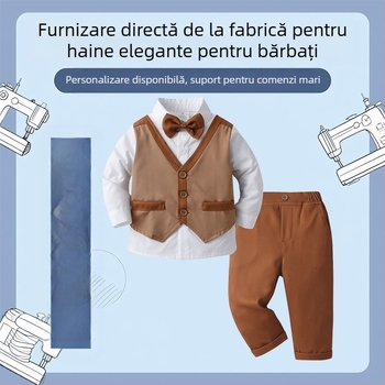 Îmbrăcăminte pentru copii în comerț exterior, vestă falsă, costum mic pentru copii, costum pentru copii, haine pentru bebeluși, haine de primăvară și toamnă cu mânecă lungă pentru băieți, haine de toamnă