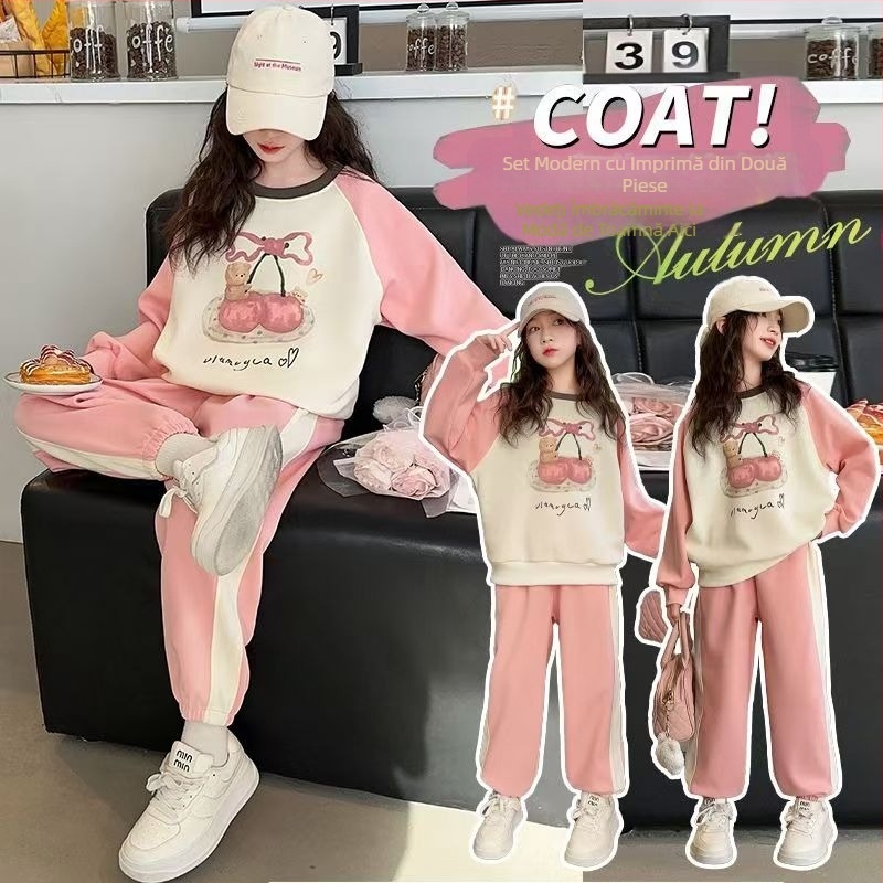 Costum de toamnă pentru fete 2025 Stil nou la modă pentru copii de primăvară și toamnă pentru timpul liber pentru școala gimnazială Îmbrăcăminte de toamnă pentru copii pentru fete