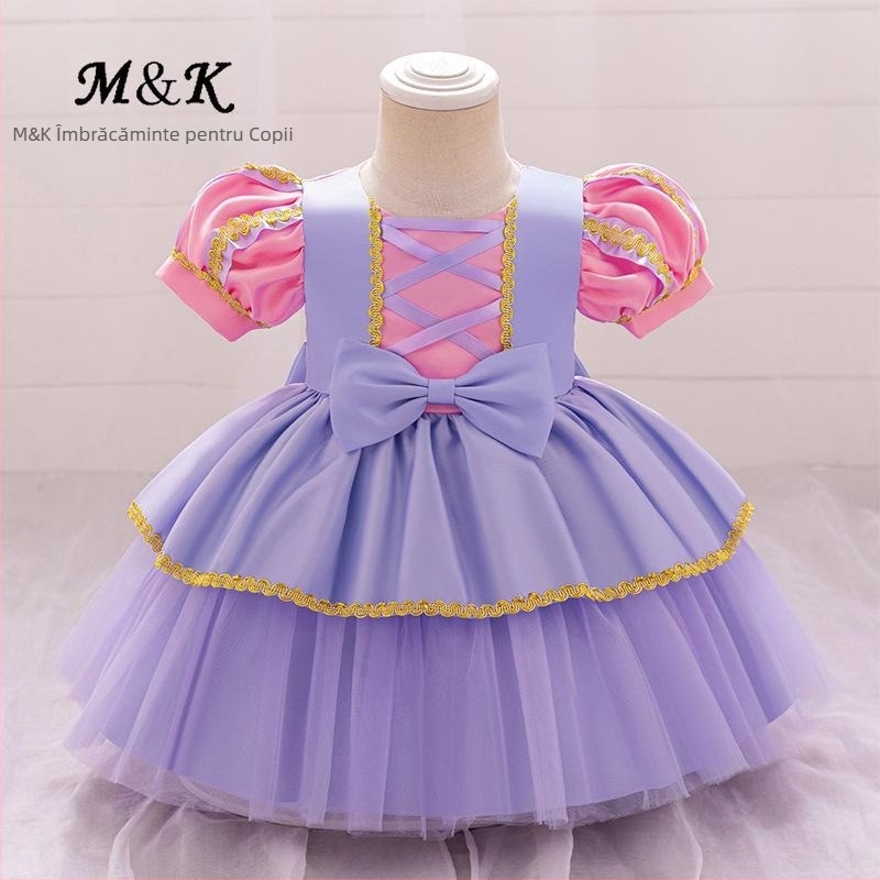 Rochie de prințesă pentru fete, 2024, fustă tutu plisată din satin, fustă aurie, rochie de seară pentru fete, rochie de ziua de naștere pentru copii