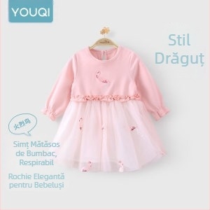 Rochie pentru fete Youqi toamna 2024 fustă de prințesă pentru bebeluși fustă pentru copii rochie de primăvară și toamnă
