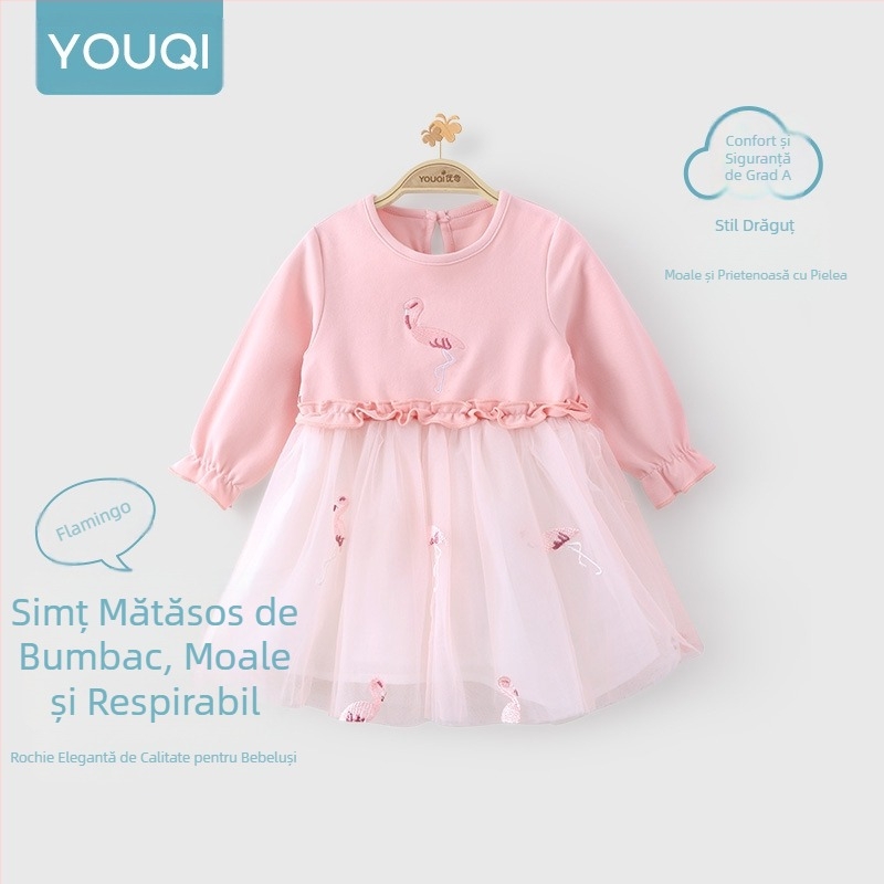 Rochie pentru fete Youqi toamna 2024 fustă de prințesă pentru bebeluși fustă pentru copii rochie de primăvară și toamnă