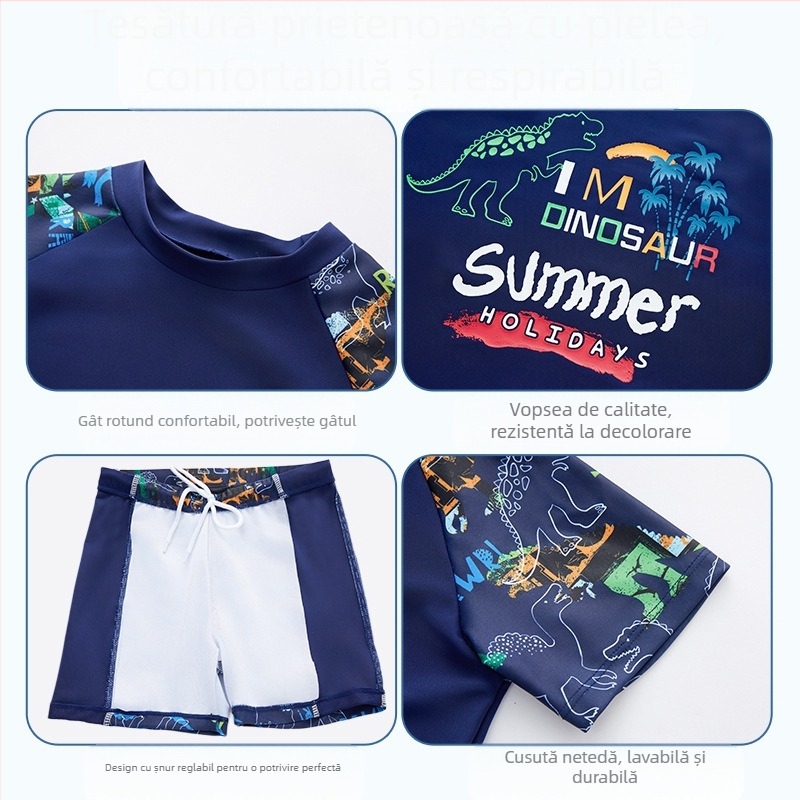 Costum de baie pentru copii 2025, costum de baie nou, split, pentru băieți, 3-12 ani, costum de baie cu desene animate și dinozauri