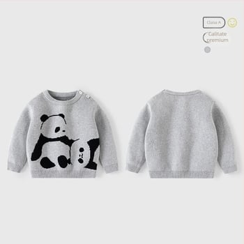 Mama mea și cu mine, pulover Panda Jacquard îngroșat, pulover pentru copii, pulover tricotat din bumbac, pulover pentru băieți, clasa A, pulover pentru bebeluși