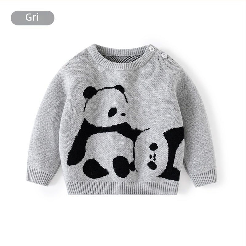 Mama mea și cu mine, pulover Panda Jacquard îngroșat, pulover pentru copii, pulover tricotat din bumbac, pulover pentru băieți, clasa A, pulover pentru bebeluși