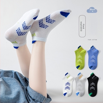 Șosete pentru băieți, șosete de primăvară și de vară, subțiri, sport, respirabile, din plasă, șosete pentru copii de vârstă mijlocie și mare, șosete de vară pentru studenți, din bumbac, de maree