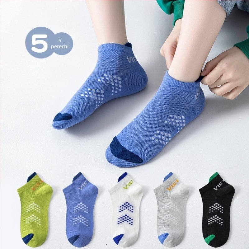 Șosete pentru băieți, șosete de primăvară și de vară, subțiri, sport, respirabile, din plasă, șosete pentru copii de vârstă mijlocie și mare, șosete de vară pentru studenți, din bumbac, de maree