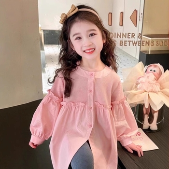 Fete cămașă cu mânecă lungă primăvara și toamna mâneci bufante primăvara și toamna top femei bebeluși la modă stil occidental stil coreean cămașă de toamnă la modă