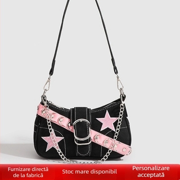 Geantă de umăr cu un singur design de nișă pentru femei, geantă de tip baghetă, model nou, stil Y2K, sexy, cool, de înaltă calitate