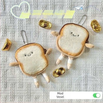 Nouă pungă de pâine prăjită cu ovăz, pungă de card, bucată de pâine, portofel creativ de pluș cu desene animate, pungă pentru căști, pandantiv mic