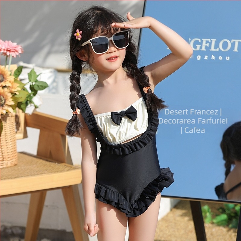 Costum de baie pentru copii, costum de baie dintr-o singură piesă, cu fundă, drăguț, pentru plajă, model prințesă, nou, 2022